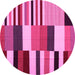 Round Machine Washable Abstract Pink Contemporary Rug, wshcon1692pnk