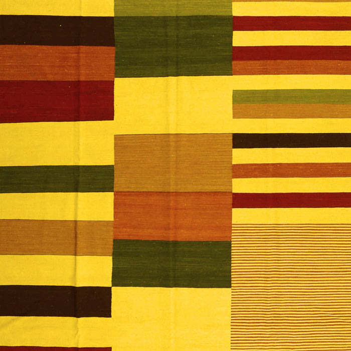Abstract Yellow Contemporary Rug, con1692yw