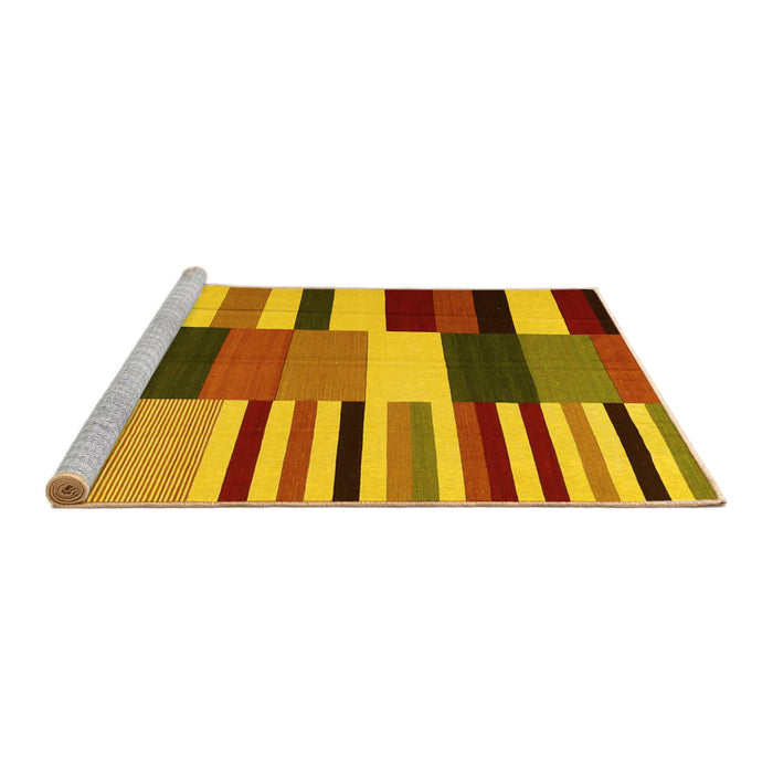 Sideview of Machine Washable Abstract Yellow Contemporary Rug, wshcon1692yw