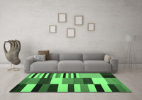 Machine Washable Abstract Emerald Green Contemporary Rug, wshcon1692emgrn