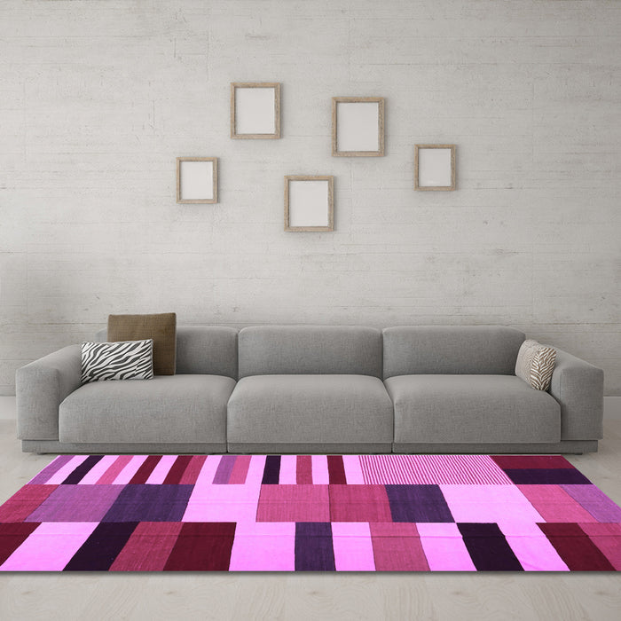 Machine Washable Abstract Purple Contemporary Area Rugs in a Living Room, wshcon1692pur