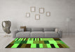 Machine Washable Abstract Green Contemporary Area Rugs in a Living Room,, wshcon1692grn