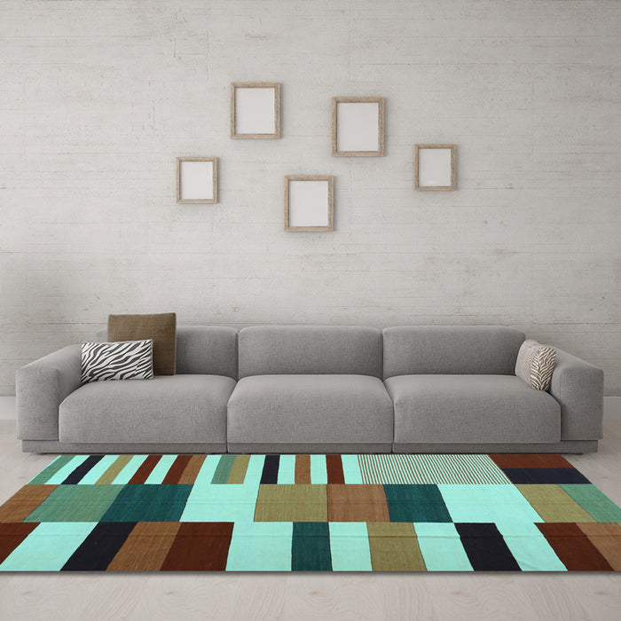 Machine Washable Abstract Light Blue Contemporary Rug in a Living Room, wshcon1692lblu