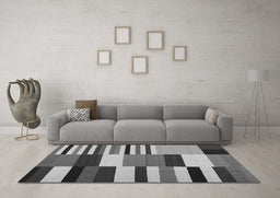 Machine Washable Abstract Gray Contemporary Rug in a Living Room,, wshcon1692gry