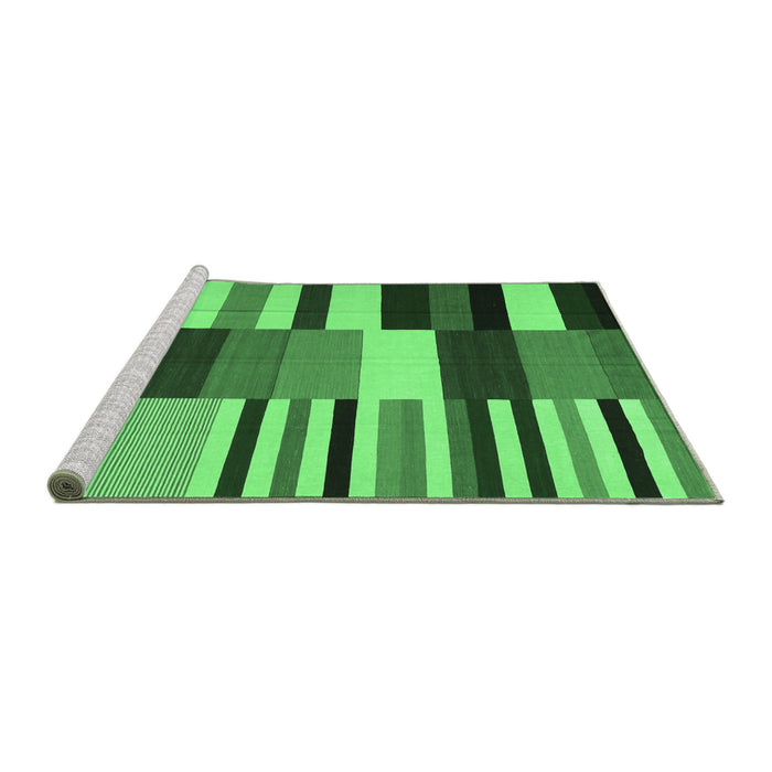Sideview of Machine Washable Abstract Emerald Green Contemporary Area Rugs, wshcon1692emgrn