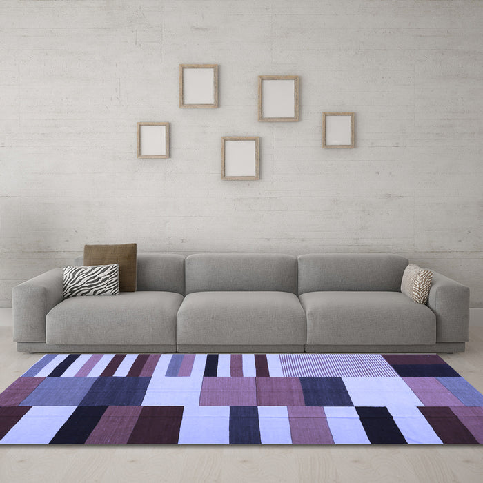 Machine Washable Abstract Blue Contemporary Rug in a Living Room, wshcon1692blu