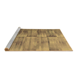 Sideview of Machine Washable Abstract Brown Contemporary Rug, wshcon1693brn