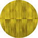 Round Machine Washable Abstract Yellow Contemporary Rug, wshcon1693yw