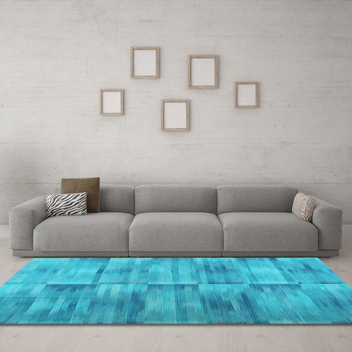 Machine Washable Abstract Light Blue Contemporary Rug in a Living Room, wshcon1693lblu