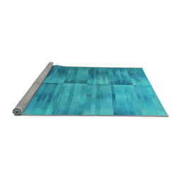 Sideview of Machine Washable Abstract Light Blue Contemporary Rug, wshcon1693lblu