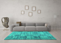 Machine Washable Abstract Turquoise Contemporary Rug, wshcon1693turq