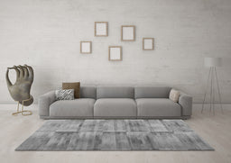 Machine Washable Abstract Gray Contemporary Rug in a Living Room,, wshcon1693gry