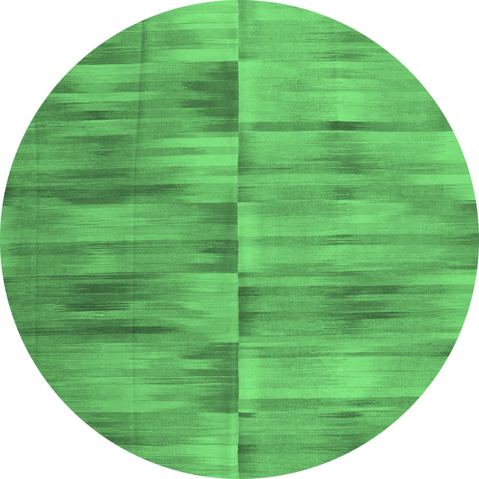 Round Abstract Emerald Green Contemporary Rug, con1693emgrn