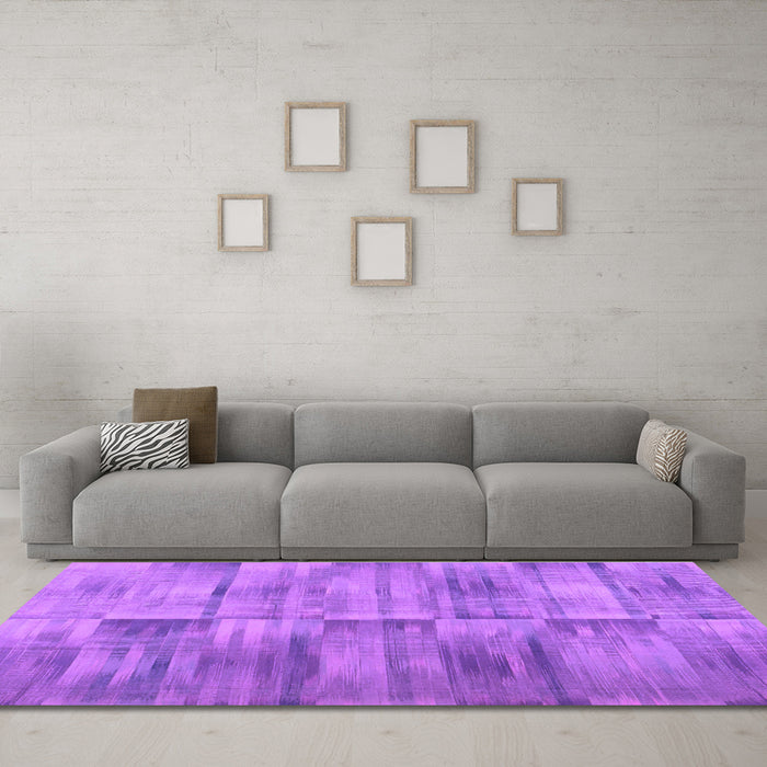 Machine Washable Abstract Purple Contemporary Area Rugs in a Living Room, wshcon1693pur