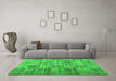 Machine Washable Abstract Green Contemporary Area Rugs in a Living Room,, wshcon1693grn