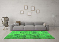 Machine Washable Abstract Green Contemporary Rug, wshcon1693grn