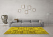 Machine Washable Abstract Yellow Contemporary Rug in a Living Room, wshcon1693yw