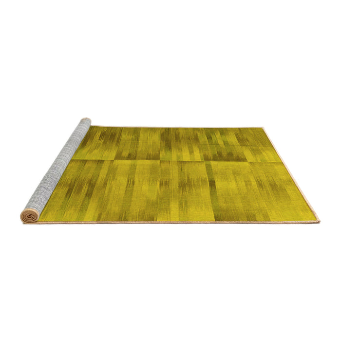 Sideview of Machine Washable Abstract Yellow Contemporary Rug, wshcon1693yw