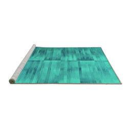 Sideview of Machine Washable Abstract Turquoise Contemporary Area Rugs, wshcon1693turq