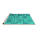 Sideview of Machine Washable Abstract Turquoise Contemporary Area Rugs, wshcon1693turq