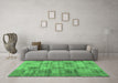 Machine Washable Abstract Emerald Green Contemporary Area Rugs in a Living Room,, wshcon1693emgrn