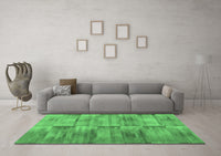 Machine Washable Abstract Emerald Green Contemporary Rug, wshcon1693emgrn