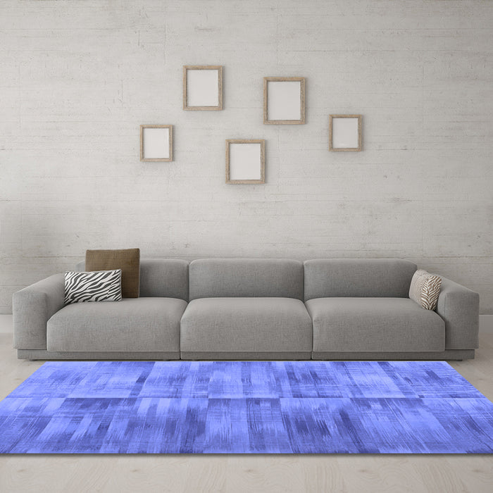 Machine Washable Abstract Blue Contemporary Rug in a Living Room, wshcon1693blu
