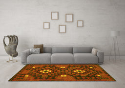 Machine Washable Oriental Yellow Traditional Rug in a Living Room, wshcon1694yw