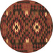 Round Machine Washable Oriental Brown Traditional Rug, wshcon1694brn