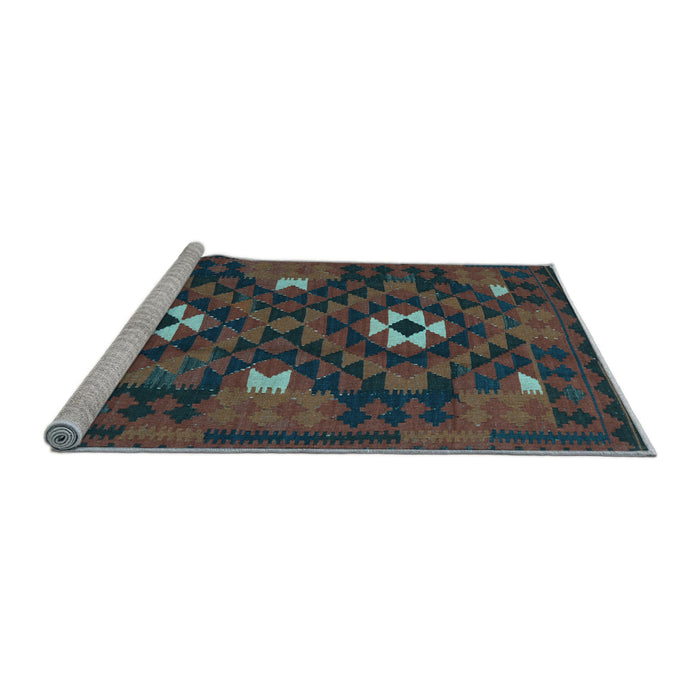 Sideview of Machine Washable Oriental Light Blue Traditional Rug, wshcon1694lblu