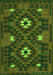 Serging Thickness of Machine Washable Oriental Green Traditional Area Rugs, wshcon1694grn