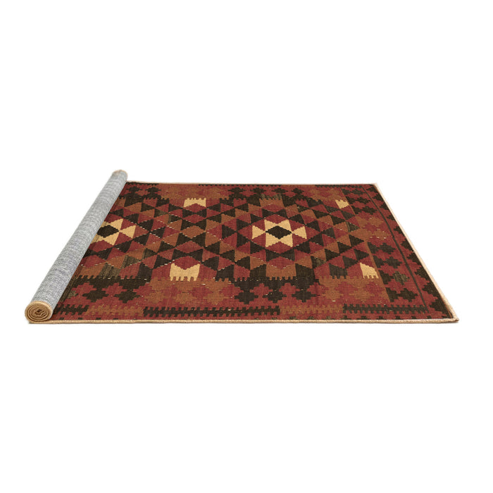Sideview of Machine Washable Oriental Brown Traditional Rug, wshcon1694brn