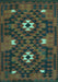 Machine Washable Oriental Turquoise Traditional Area Rugs, wshcon1694turq