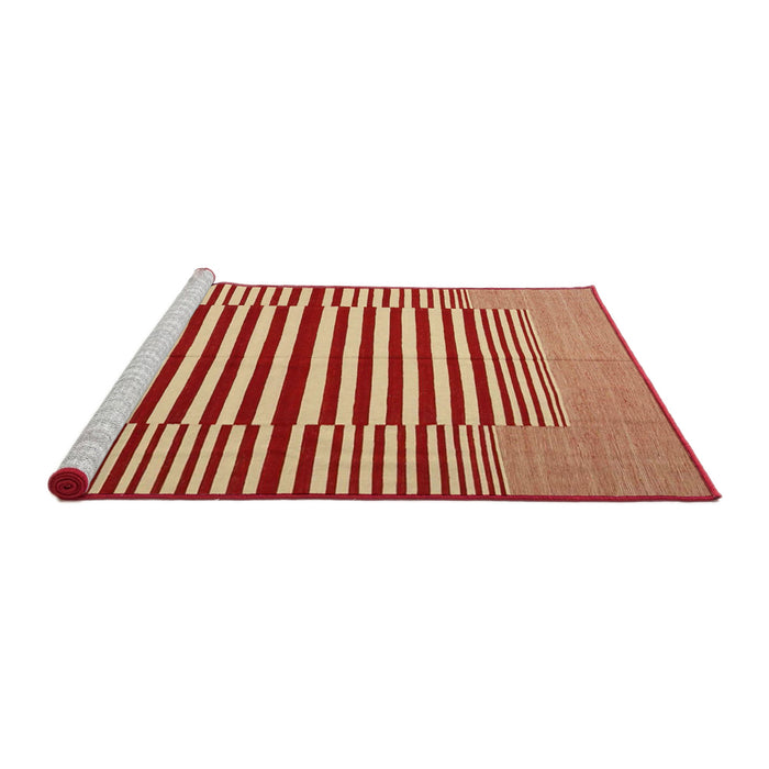 Serging Thickness of Machine Washable Contemporary Fire Red Rug, wshcon1695