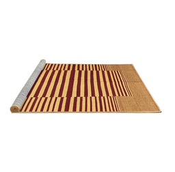 Sideview of Machine Washable Abstract Brown Contemporary Rug, wshcon1695brn