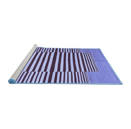 Sideview of Machine Washable Abstract Blue Contemporary Rug, wshcon1695blu