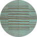 Round Abstract Light Blue Contemporary Rug, con1695lblu