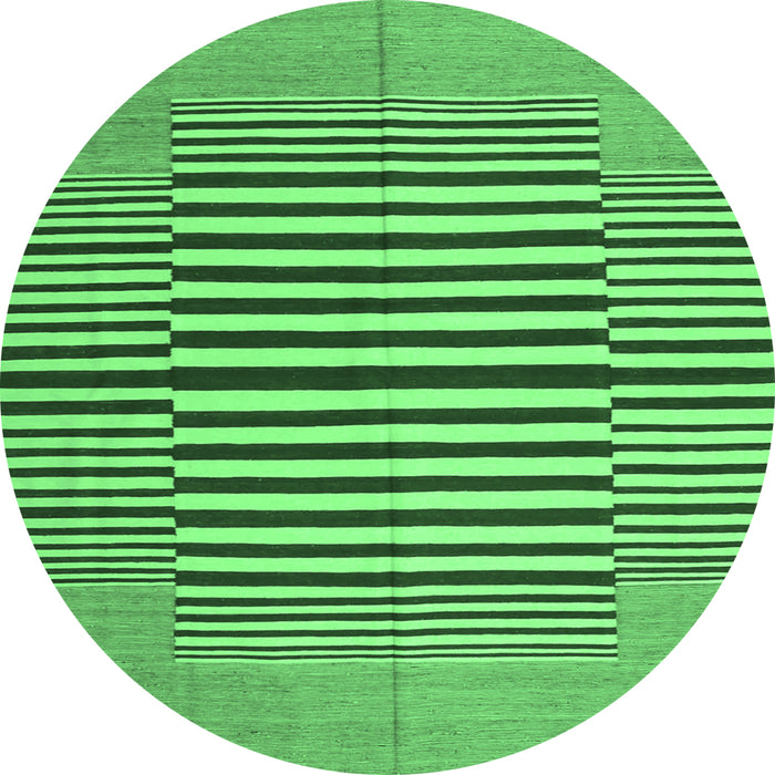 Round Abstract Emerald Green Contemporary Rug, con1695emgrn