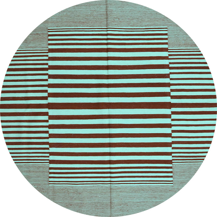 Round Machine Washable Abstract Light Blue Contemporary Rug, wshcon1695lblu