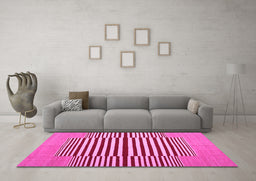Machine Washable Abstract Pink Contemporary Rug in a Living Room, wshcon1695pnk
