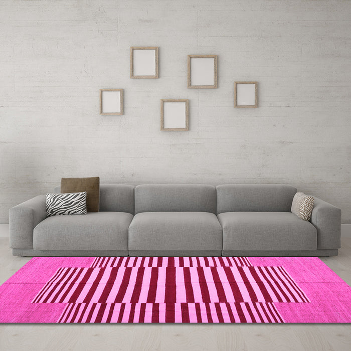 Machine Washable Abstract Pink Contemporary Rug in a Living Room, wshcon1695pnk