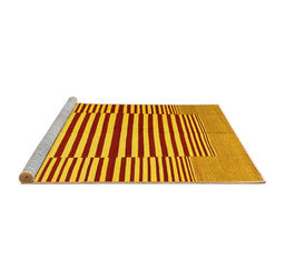 Sideview of Machine Washable Abstract Yellow Contemporary Rug, wshcon1695yw