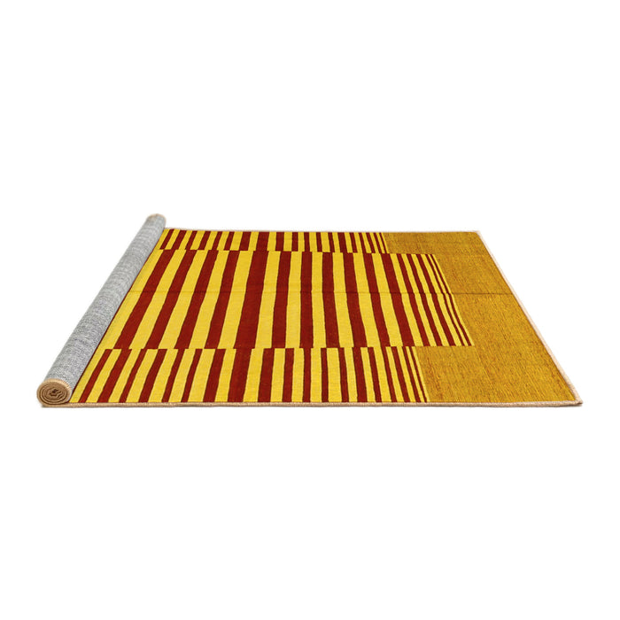 Sideview of Machine Washable Abstract Yellow Contemporary Rug, wshcon1695yw