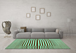 Machine Washable Abstract Turquoise Contemporary Area Rugs in a Living Room,, wshcon1695turq