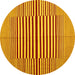 Round Machine Washable Abstract Yellow Contemporary Rug, wshcon1695yw