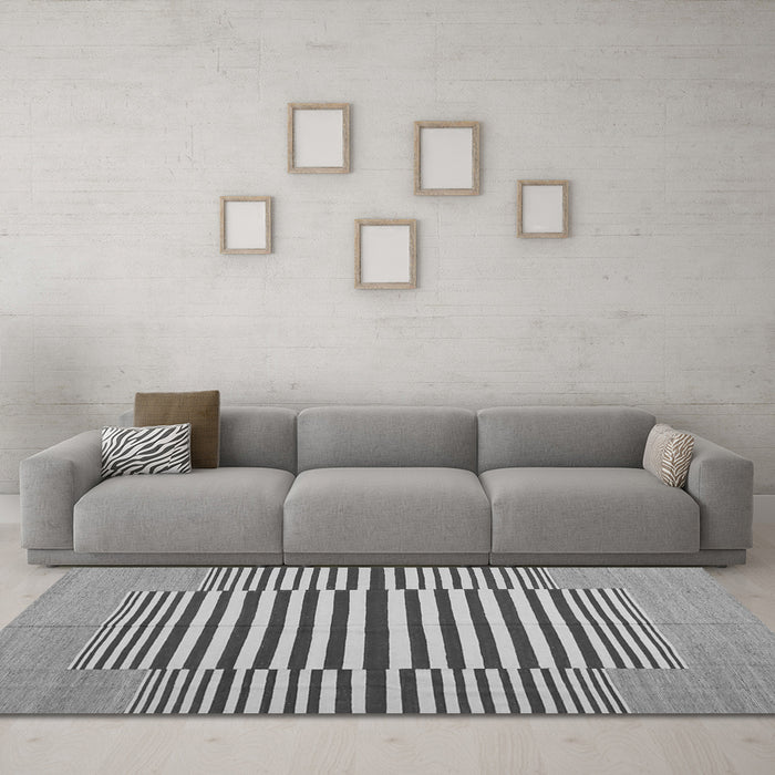 Machine Washable Abstract Gray Contemporary Rug in a Living Room,, wshcon1695gry