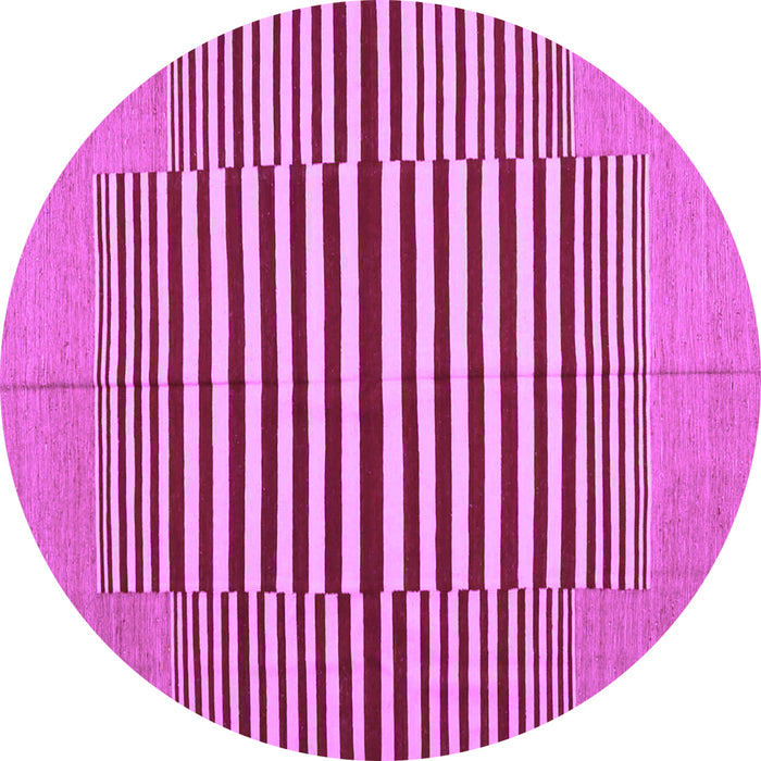 Round Abstract Purple Contemporary Rug, con1695pur