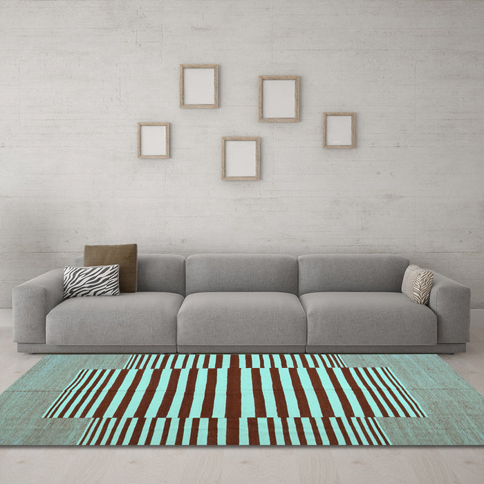Machine Washable Abstract Light Blue Contemporary Rug in a Living Room, wshcon1695lblu