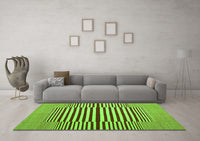 Machine Washable Abstract Green Contemporary Rug, wshcon1695grn