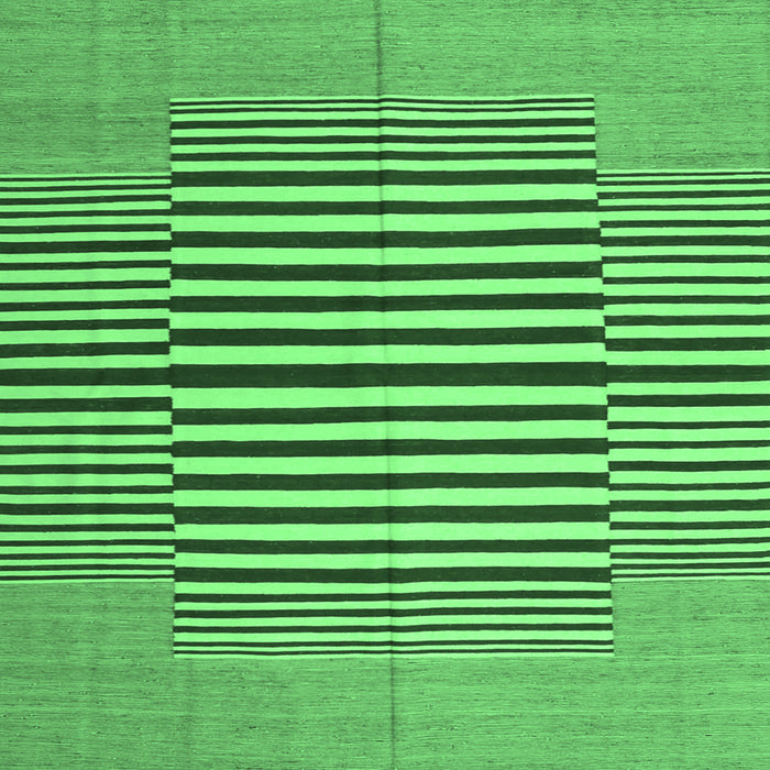 Square Machine Washable Abstract Emerald Green Contemporary Area Rugs, wshcon1695emgrn